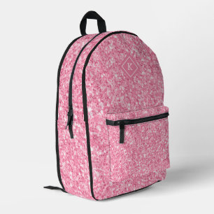 Einfache Rosa Glitzer-Textur Monogramm Bedruckter Rucksack