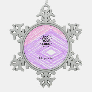 Einfache rosa-glitzernde Textur funkelt mit Logo-T Schneeflocken Zinn-Ornament