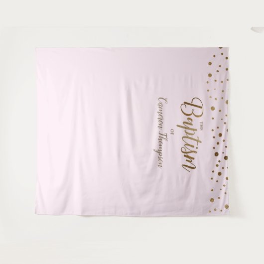 Einfache rosa Goldfetti-Taufe Hintergrund Wandteppich (Vorderseite (Horizontal))