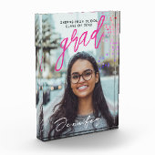 Einfache rosa Grad Klasse handgeschriebenes Typo-F Fotoblock (Links)