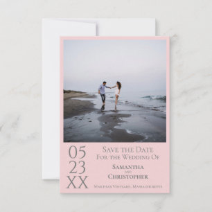 Einfache Rosa & Grau Moderne Minimalistische Foto Save The Date