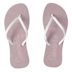 Einfache rosa graue Mallow Abstrakt Ihren Namen Badesandalen