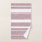 Einfache rosa graue Masche gestreift Ihren Namen w Badhandtuch Set (Handtuch)