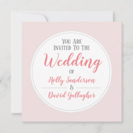 Einfache rosa, graue und weiße Hochzeit Einladung