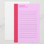 Einfache rosa Grenze Briefpapier (Vorne/Hinten)