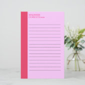 Einfache rosa Grenze Briefpapier (Stehend Vorderseite)