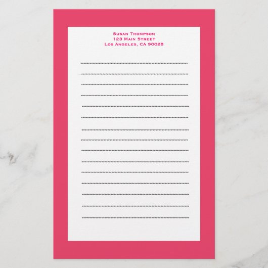 Einfache rosa Grenze Briefpapier (Vorderseite)