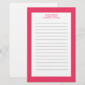Einfache rosa Grenze Briefpapier (Vorne/Hinten)