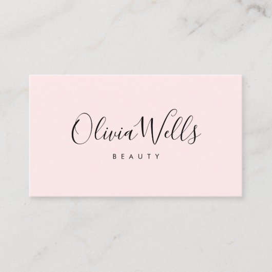 Einfache rosa handgeschriebene Script Social Media Visitenkarte (Vorderseite)