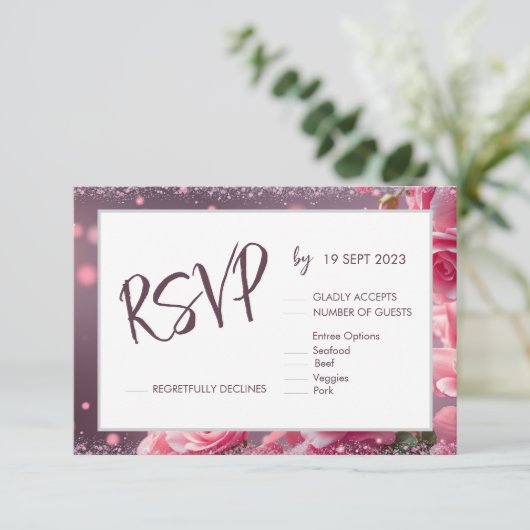 Einfache, rosa handgeschriebene SkriptWedding RSVP Karte (Stehend Vorderseite)