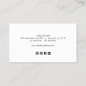 Einfache rosa handgeschriebene Social Media-Icons Visitenkarte (Rückseite)