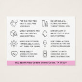 Einfache rosa Hautfiller-Aftercare-Ratenkarte (Rückseite)