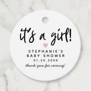 Einfache rosa Herz-Baby-Dusche Geschenkanhänger