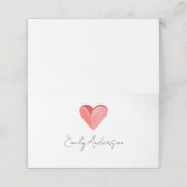 Einfache rosa Herz gefaltete Platzkarte (Außenseite Aufgefaltet)