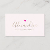 Einfache rosa Herz handgeschriebene Skriptkalligra Visitenkarte (Vorderseite)