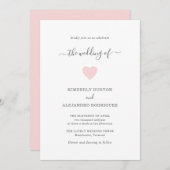 Einfache rosa Herz-Moden Hochzeit Einladung (Vorne/Hinten)