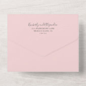 Einfache rosa Herz Moderne Hochzeit All In One Einladung (Rückseite)