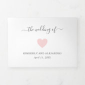 Einfache rosa Herz Moderne Hochzeit Dreifach Gefaltete Einladung (Cover)