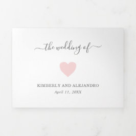 Einfache rosa Herz Moderne Hochzeit Dreifach Gefaltete Einladung