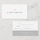 Einfache rosa Herz Weißes Geschenkgutschein Visitenkarte (Vorne/Hinten)