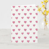 Einfache rosa Herzen Musterkarte Karte (Gelbe Blume)