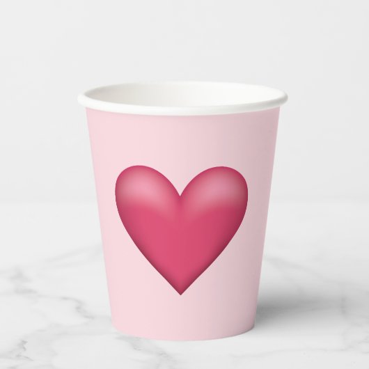 Einfache rosa HerzerIllustration auf hellrosa Pappbecher (Vorderseite)