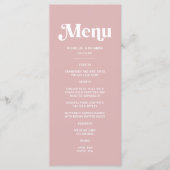 Einfache, rosa Hochzeit Menükarte (Vorderseite)