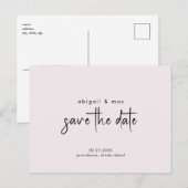 Einfache rosa Hochzeit Speichern Sie die Datumspos Postkarte (Vorne/Hinten)