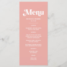 Einfache rosa Hochzeitsmenü
