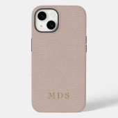 Einfache Rosa Imitate Leaather Look Monogram Case-Mate iPhone Hülle (Rückseite)