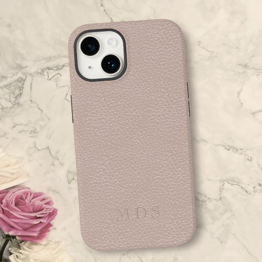 Einfache Rosa Imitate Leaather Look Monogram Case-Mate iPhone Hülle
