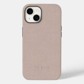 Einfache Rosa Imitate Leaather Look Monogram Case-Mate iPhone Hülle (Rückseite)