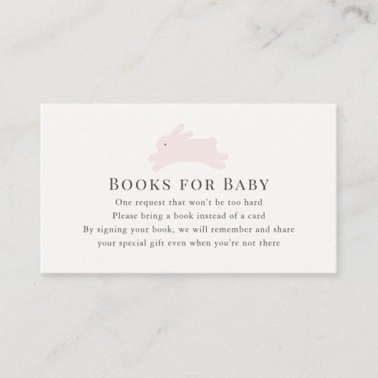 Einfache Rosa Jumping Bunny Book Request Begleitkarte (Vorderseite)