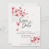 Einfache rosa Kirschblüte romantische schicke Hoch Save The Date (Vorderseite)