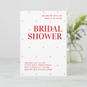 Einfache rosa Liebe Herz Bridal Dusche Einladung (Stehend Vorderseite)
