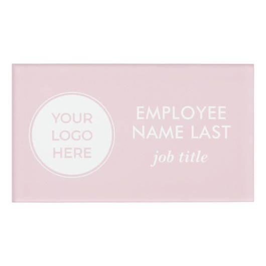 Einfache Rosa Logo-Mitarbeitermarke Namenschild (Vorderseite)