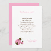 Einfache rosa Marienkäfer-Babyparty danken Ihnen Dankeskarte (Vorne/Hinten)