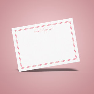 Einfache rosa Minimalistische Monogramm Zwei Grenz Mitteilungskarte