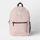 Einfache Rosa mit stylischer Monogram Typografie Bedruckter Rucksack (Vorderseite)