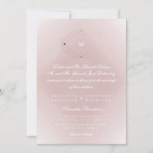 Einfache rosa Modern Monogram Script Gold Einladung (Vorderseite)