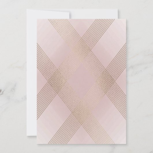 Einfache rosa Modern Monogram Script Gold Einladung (Rückseite)