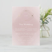 Einfache rosa moderne geometrische Hochzeit Einladung (Stehend Vorderseite)
