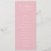 Einfache rosa Moderne Hochzeit Programm (Vorderseite)