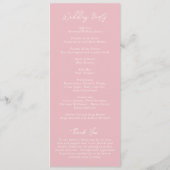 Einfache rosa Moderne Hochzeit Programm (Rückseite)