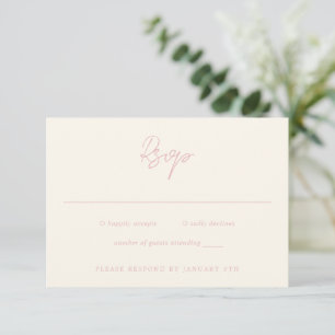 Einfache rosa Moderne Hochzeit RSVP Karte