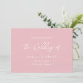 Einfache rosa Moderne Hochzeit Save The Date (Stehend Vorderseite)