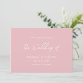 Einfache rosa Moderne Hochzeit Save The Date