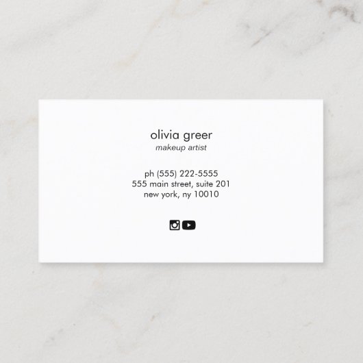 Einfache rosa, moderne Makeutist-Visitenkarte Visitenkarte (Rückseite)