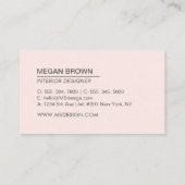 Einfache rosa moderne Minimalistische Visitenkarte (Rückseite)