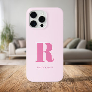 Einfache rosa Moderne Monogramm iPhone 15 Pro Max Hülle